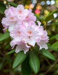 Obraz premium Close-up of delicate pink rhododendron flowers