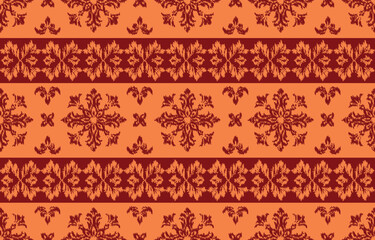Ikat Damask pattern Colorful background. Luxurious classic ornament in baroque style. Golden ornament design for wallpaper, textiles and luxury