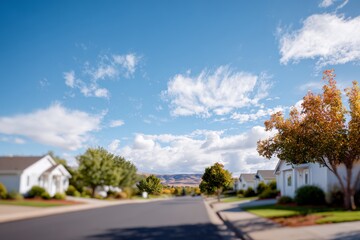 Fototapeta premium Street with houses and trees.