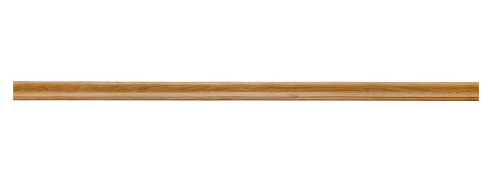 Light brown wood oak baseboard isolated on a transparent background. PNG.