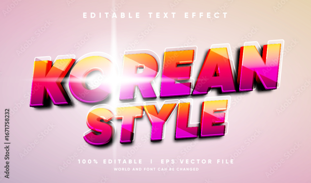 Poster korean style vector text effect with modern style