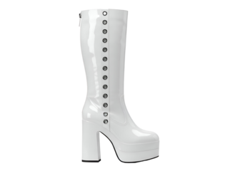 White Platform Boot with Silver Eyelets: A Retro-Futuristic Fashion Statement.