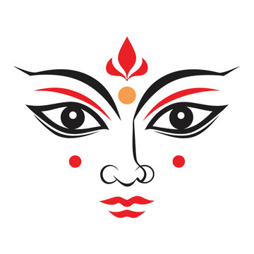 Elegant Depiction of Hindu Goddess Durga Mata's Face Symbolic Representation of Divine Feminine Power and Strength Celebration of Culture