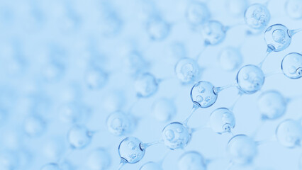 Abstract Molecule and Atom Structure Model - Science, Medical Background, Skincare Technology, and Cosmetic Innovation. 3d rendering.