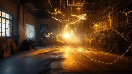 Abstract art studio interior