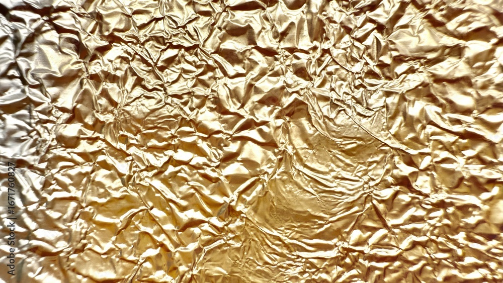 Poster luxurious crumpled golden foil surface with shiny metallic wrinkles ideal for festive background or 