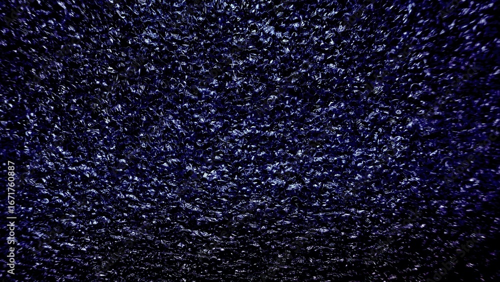 Poster dark crumpled metallic foil texture with deep blue reflections for abstract background or futuristic
