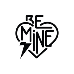 Be Mine Heart Typography Design Valentine's Day Love Expression of Affection