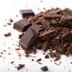 Fototapeta premium Delicate chocolate shavings, curled and scattered.