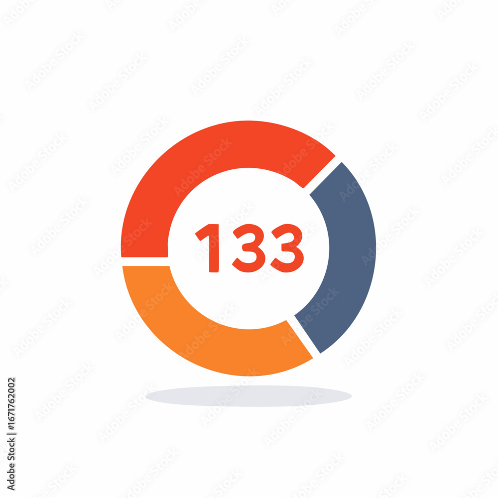 Poster pie chart showing data divisions with number 133 in the center