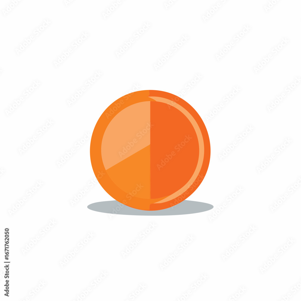 Poster orange circle with two shades showing different percentages for charts and diagrams graphics