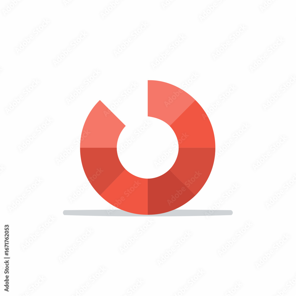 Poster red circular chart with different shades and a gray shadow