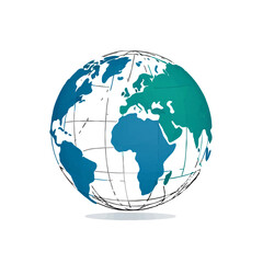 Fototapeta premium Simple Cartoon Globe Illustration on White Background