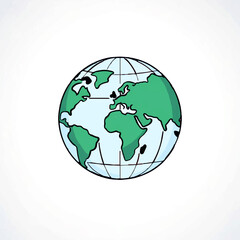 Fototapeta premium Simple Cartoon Globe Illustration on White Background