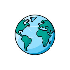 Fototapeta premium Simple Cartoon Globe Illustration on White Background