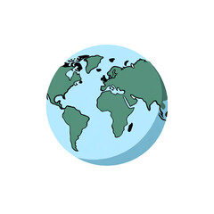 Simple Cartoon Globe Illustration on White Background

