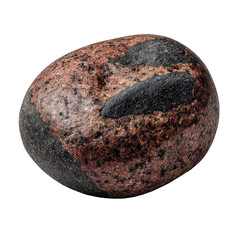 Fototapeta premium Close-up of a smooth, round, polished stone. Dark-reddish brown and dark-gray bands/patches. Natural geological formation