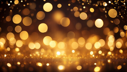 Obraz premium shimmering gold bokeh lights creating a magical atmosphere for backgrounds and designs perfect for celebrations parties and festive events illuminating spaces with radiance