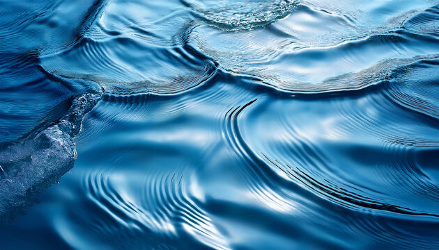 transparent water shadows with flowing ripples on a blue background - Powered by Adobe