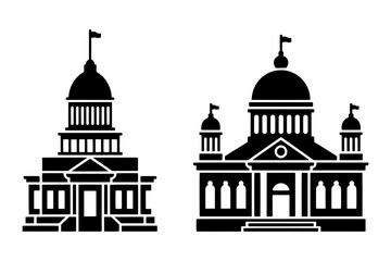 Elegant silhouette illustration of classical building design