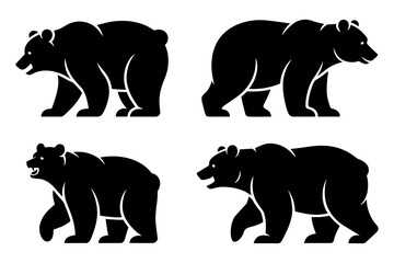 silhouette  of bears in various poses and stances