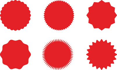 Set of red starburst, starburst labels. Starburst black sticker set - collection of special offer sale round and oval sunburst labels