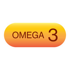 Fish oil supplement, single colorful capsule icon, gelatin shell, fish oil, omega 3, Vitamin pill. Evening primrose oil or borage . Healthy lifestyle concept Vector illustration EPS 10.
