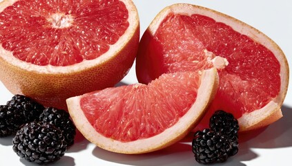 Grapefruit slices with blackberries.