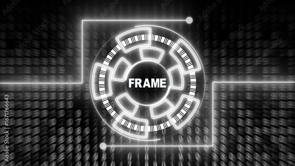 Poster futuristic white digital frame with binary code background technology