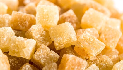 Close-up of candied ginger cubes