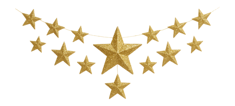 Gold glittery star garland