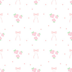 seamless pattern with bow and rose on white background,  christmas vector, santa claus, xmas illustration, holiday sale, greeting card, new year background