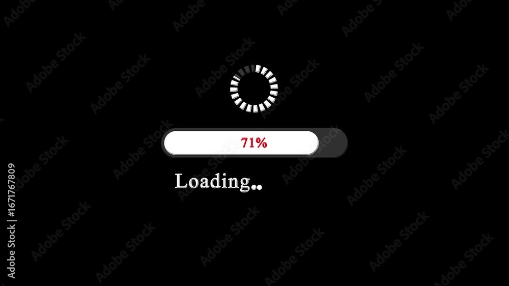 Poster circle bar and 0 to 100 percent loading bar on black background .