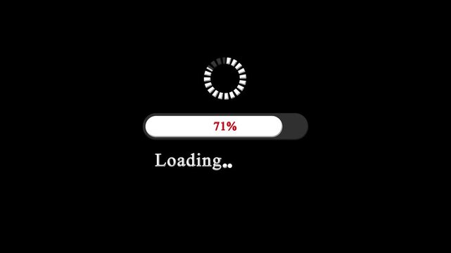  Circle bar and 0 to 100 percent  loading bar  on black background .