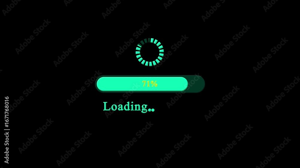 Poster circle bar and 0 to 100 percent loading bar on black background .