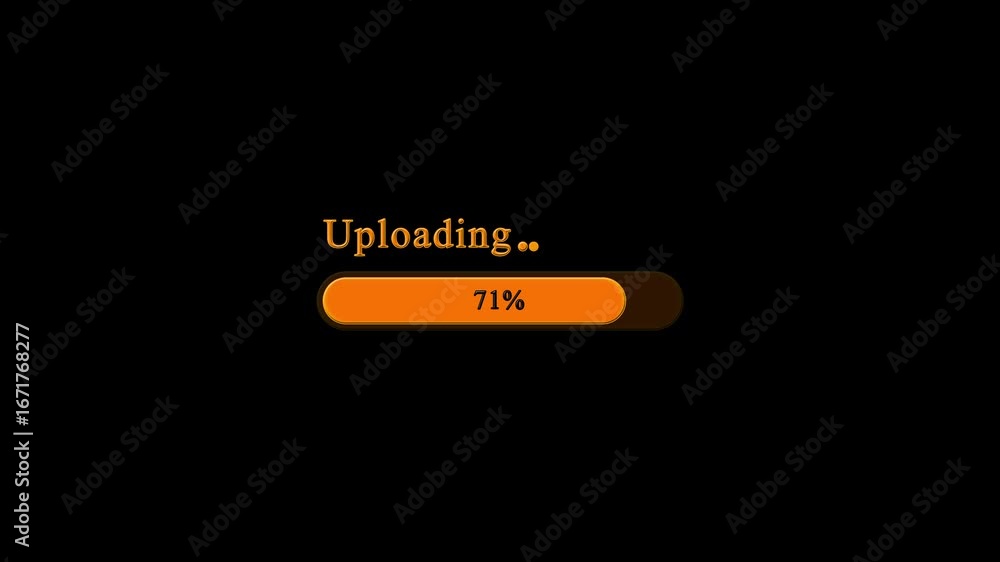 Poster uploading progress bar loading from 0 to 100 percent. video with transparent background.