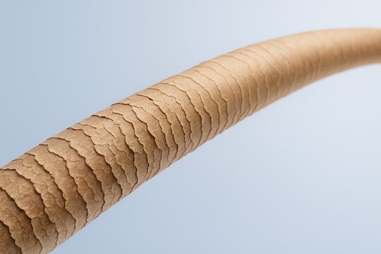 Closeup of human hair under microscope, brown hair strand with cuticle scales, hair structure illustration, keratin layers texture, magnified view of hair shaft, trichology concept, damaged hair surfa