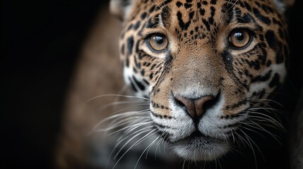 Obraz premium Portrait rapproché d'un jaguar aux yeux dores et pelage tacheté