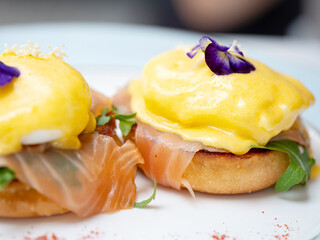Eggs Benedict on a plate