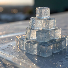 Pile of Sparkling Ice Cubes