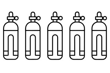 Medical Oxygen Tank Outline Icons Clean