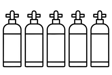 Medical Oxygen Tank Outline Icons Clean