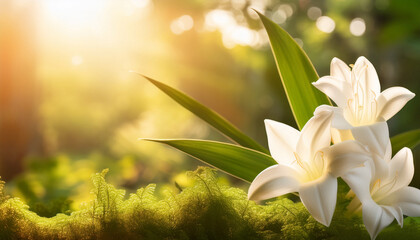 fresh tuberose flowers on natural background