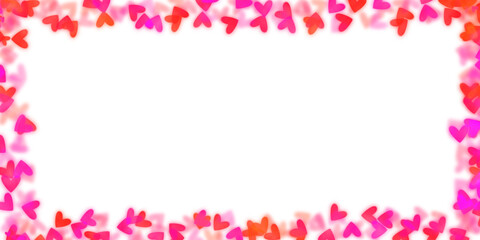 Valentine Heart Border Frame with Pink and Red Glow on Transparent Background