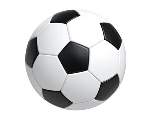 Fototapeta premium A soccer ball, flawlessly rendered in black and white, is displayed against a plain white backdrop.