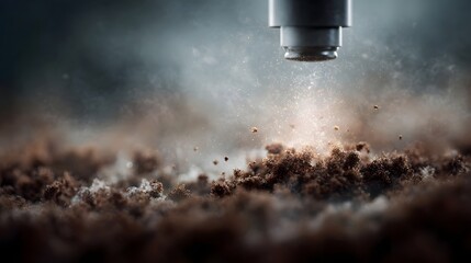 Soil sample under high magnification microscope in a scientific research lab  long title Detailed microscopic view of a soil sample showcasing the