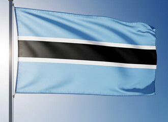  Botswana flag waving in blue sky and Happy Independence day