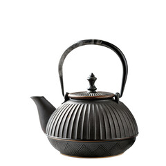 Elegant Teapot: A beautifully crafted black teapot, embodying the art of tea, with exquisite design, is captured in a captivating display of minimalism.