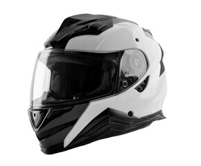 Fototapeta premium Modern motorcycle helmet designed for safety and style on a transparent background, cut out.