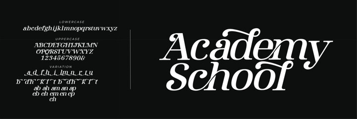 Elegant Font Uppercase Lowercase And Number. Classic Lettering Minimal Fashion Designs. Typography modern serif fonts regular decorative vintage concept. vector illustration
